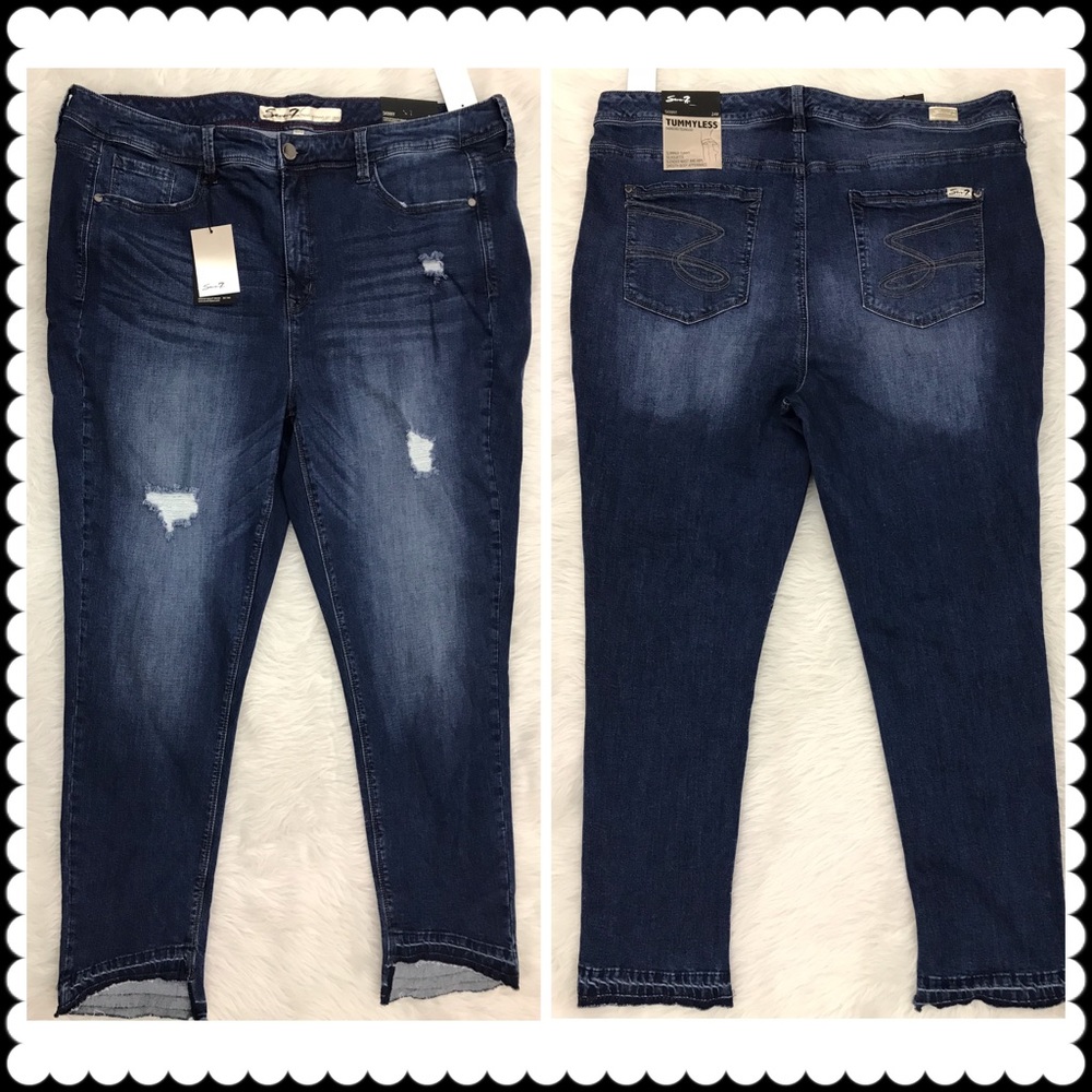 SEVEN7 Tummy-less Skinny Jeans Uneven Hem Plus 24W